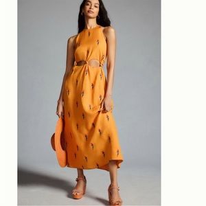 FARM Rio Orange Parrot Print Dress